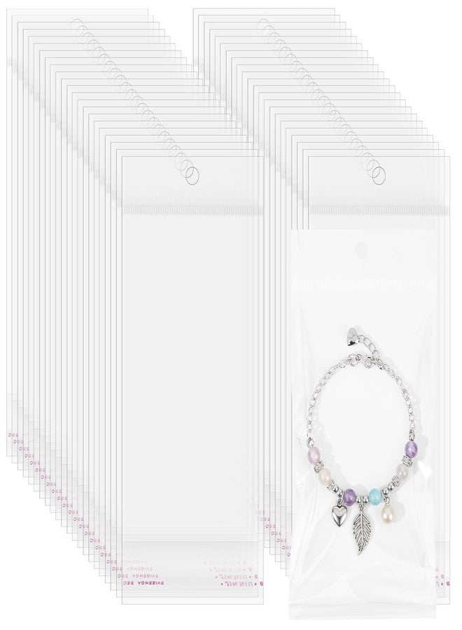 Yolev 200PCS 3x5In Self Sealing Bags with Hanging Hole,Clear Packaging Bags,Resealable Self Adhesive Display Bag for Earrings Necklace Bracelets Small Goodie Organization - Image 1